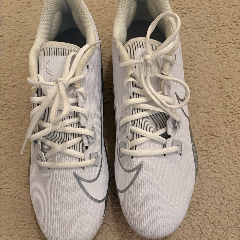 Men’s Nike White and Silver Football Cleats